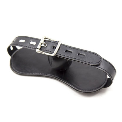Faux Leather Sponge Locking Panel Ball Gag With Lock - Image 2