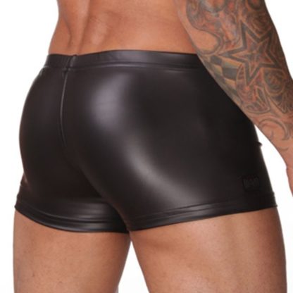 Mens Black Wetlook Boxer Shorts - Image 2