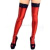 Red Wetlook Lace Top Stockings - Image 2