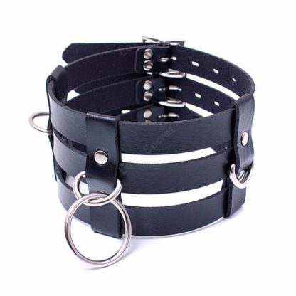 Faux Leather 3 Band Neck Collar - Image 3