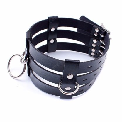 Faux Leather 3 Band Neck Collar - Image 4