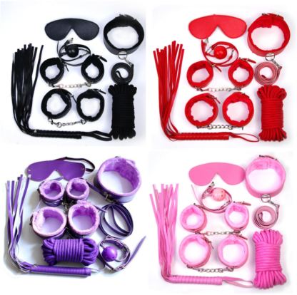 7pc Faux Leather Bondage Set - 4 Colours Available