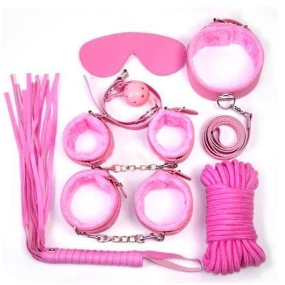 7pc Faux Leather Bondage Set - 4 Colours Available - Image 4