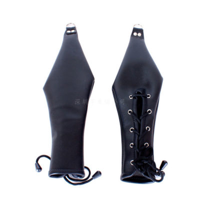 Faux Leather Female Lace Up Bondage Gloves Mittens - Image 2