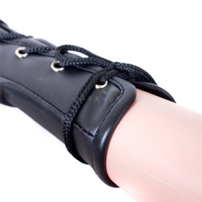 Faux Leather Female Lace Up Bondage Gloves Mittens - Image 6