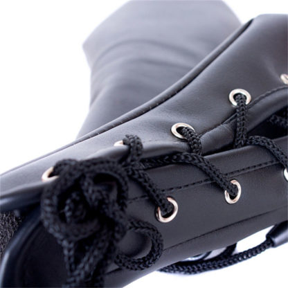 Faux Leather Female Lace Up Bondage Gloves Mittens - Image 8