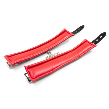 Black/Red Faux Leather Buckle Handcuffs - Image 3
