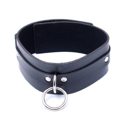 Locking Black Faux Leather Soft Neck Collar With Chain Lead - Image 4