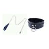 Locking Black Faux Leather Soft Neck Collar With Chain Lead