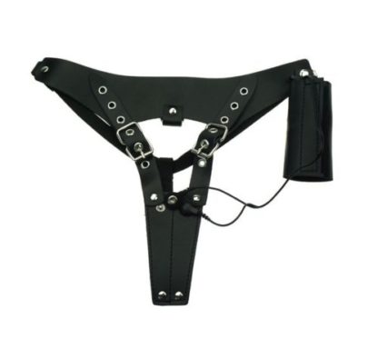 Real Leather Female Electro Shock Bondage Belt Thong - Image 5