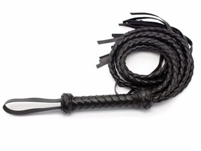 Faux Leather Black 88cm Premium Tails Whip Flogger - Image 2