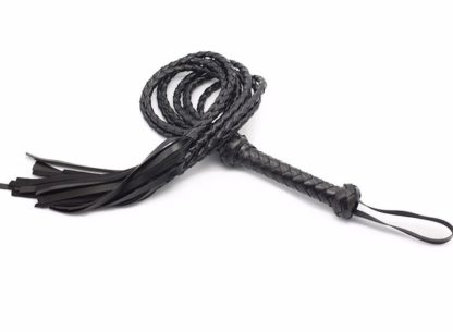 Faux Leather Black 88cm Premium Tails Whip Flogger - Image 3