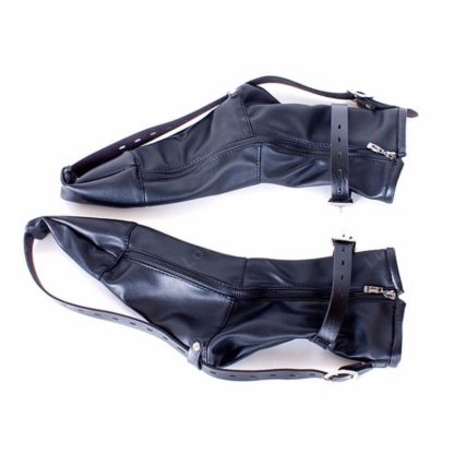 Female Feet Restraint Faux Leather Foot Bondage Booties Socks - Image 3