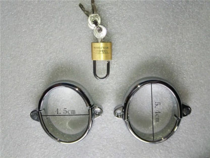Female Stainless Steel Bondage Hand Cuffs Two Locks & 5" Chain - Image 2