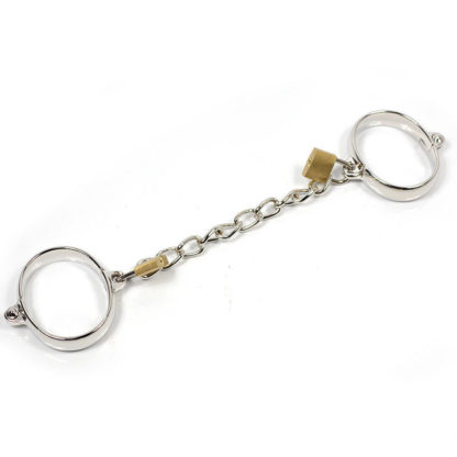 Female Stainless Steel Bondage Hand Cuffs Two Locks & 5" Chain - Image 5