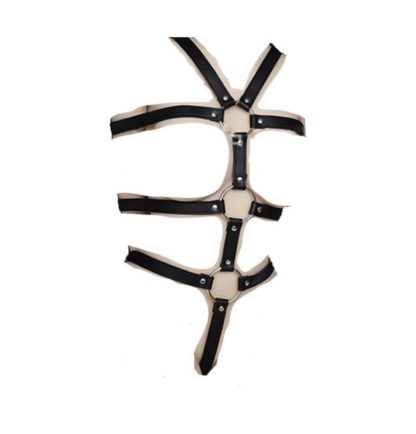 Womens Black Faux Leather Arm Back Body Harness Suit Adjustable - Image 2