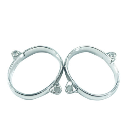 Male Stainless Steel Bondage Hand Cuffs Two Locks & 5" Chain - Image 4