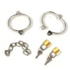 Male Stainless Steel Bondage Hand Cuffs Two Locks & 5" Chain