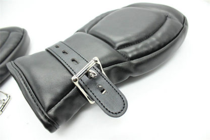 Faux Leather Padded Locking Bondage Mittens - Image 7