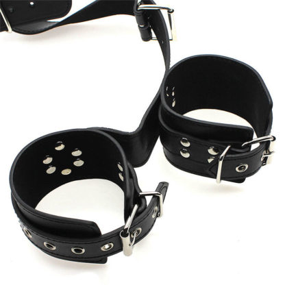 Faux Leather 'Buckle' Neck Collar To Hand Restraint Wrist Cuffs - Image 3