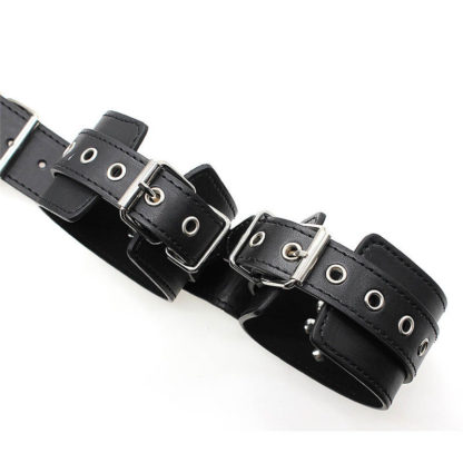 Faux Leather 'Buckle' Neck Collar To Hand Restraint Wrist Cuffs - Image 4