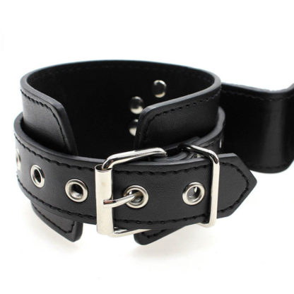 Faux Leather 'Buckle' Neck Collar To Hand Restraint Wrist Cuffs - Image 5