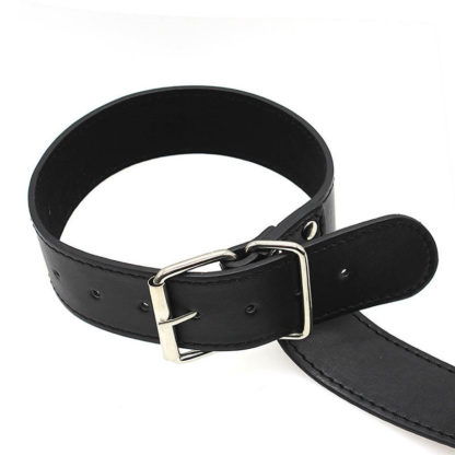 Faux Leather 'Buckle' Neck Collar To Hand Restraint Wrist Cuffs - Image 6
