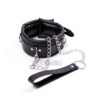 Black Premium Detachable Faux Leather Stainless Steel Spreader Bar Hand Cuffs - Image 5