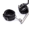 Black Premium Detachable Faux Leather Stainless Steel Spreader Bar Hand Cuffs - Image 7