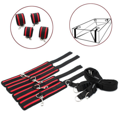Under Bed Red/Black Bondage Restraints Set