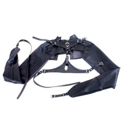 Women's Black Open Bust Locking Straight Jacket