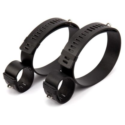 Faux Leather Locking Hands To Thighs Cuffs Restraint