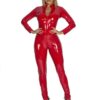 Shiny Wetlook Womens Catsuit 3 Way Zip Red or Black - Image 6