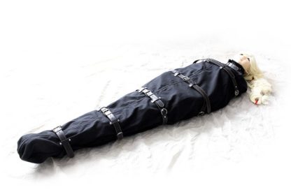 Black Canvas Full Body Binding Bondage Suit Sleep Sack Bag With Straps - Image 9