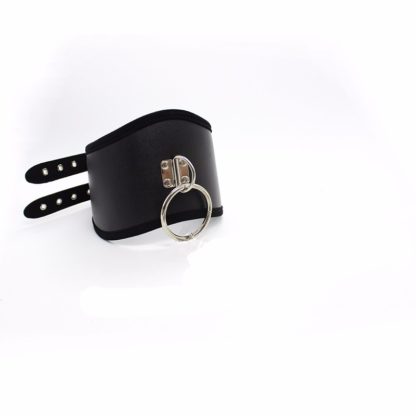 Black Faux Leather Posture Bondage Neck Collar Twin Buckle - Image 3