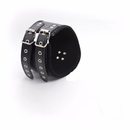 Black Faux Leather Posture Bondage Neck Collar Twin Buckle - Image 6