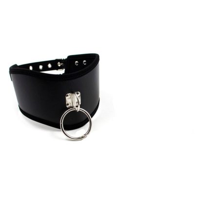 Black Faux Leather Posture Bondage Neck Collar Twin Buckle - Image 7