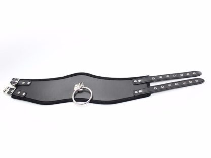 Black Faux Leather Posture Bondage Neck Collar Twin Buckle - Image 8