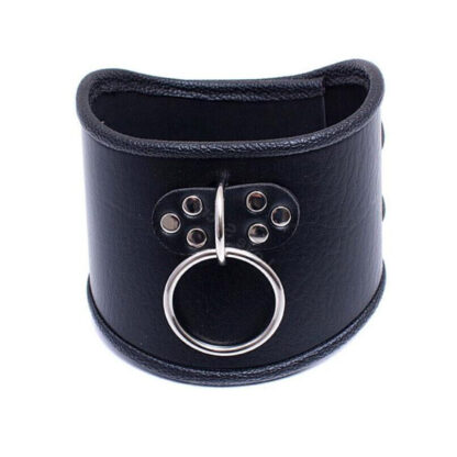 Black Faux Leather Posture Bondage Neck Collar Twin Buckle - Image 9