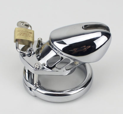 Short Stainless Steel Male Chastity Device Locking Tube Cage Split Ring Version
