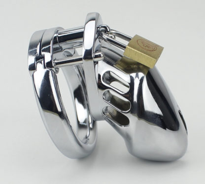 Short Stainless Steel Male Chastity Device Locking Tube Cage Split Ring Version - Image 2