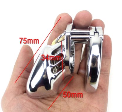 Short Stainless Steel Male Chastity Device Locking Tube Cage Split Ring Version - Image 4