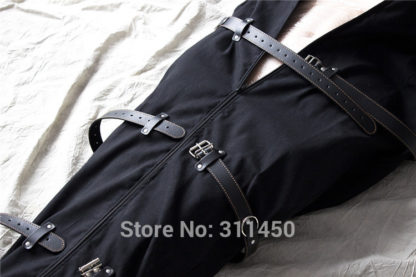 Black Canvas Full Body Binding Bondage Suit Sleep Sack Bag With Straps - Image 4
