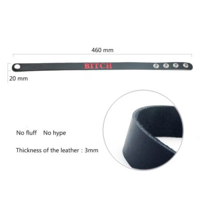 Real Leather Black Bitch Choker Collar - Image 6