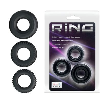 Black Silicone Erection Enhancing Penis Cock Rings Premature Ejaculation ED Solution
