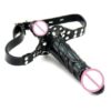Faux Leather Silicone Double Ended Penis Dildo Mouth Plug Gag Two Sizes