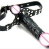 Faux Leather Silicone Double Ended Penis Dildo Mouth Plug Gag Two Sizes - Image 2