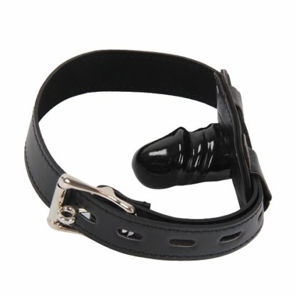 Faux Leather Silicone Penis Dildo Mouth Plug Gag Two Sizes - Image 3