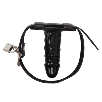 Faux Leather Silicone Penis Dildo Mouth Plug Gag Two Sizes - Image 7