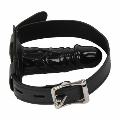 Faux Leather Silicone Penis Dildo Mouth Plug Gag Two Sizes - Image 9